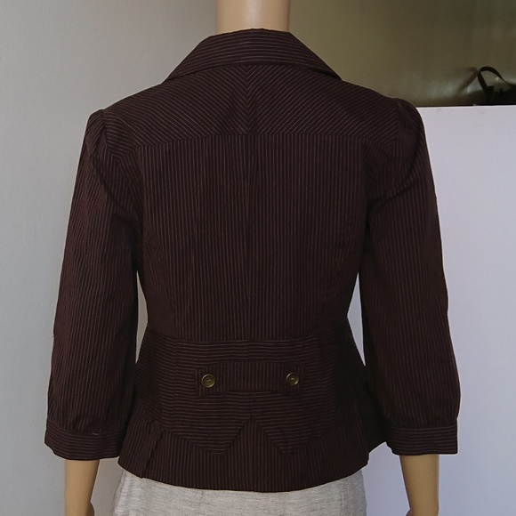 Rampage Brown Pinstripe Peplum Blazer Size M - Picture 6 of 7